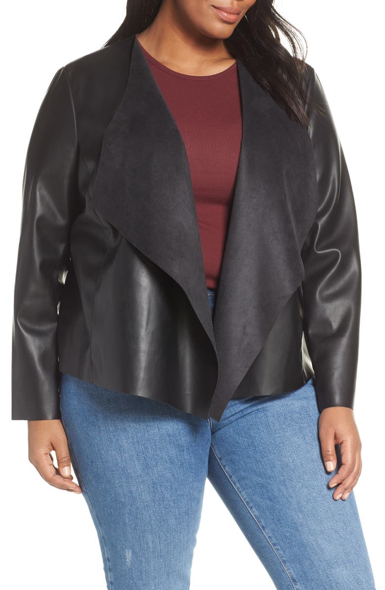 Halogen<sup>®</sup> Drape Faux Leather Jacket, Main, color,