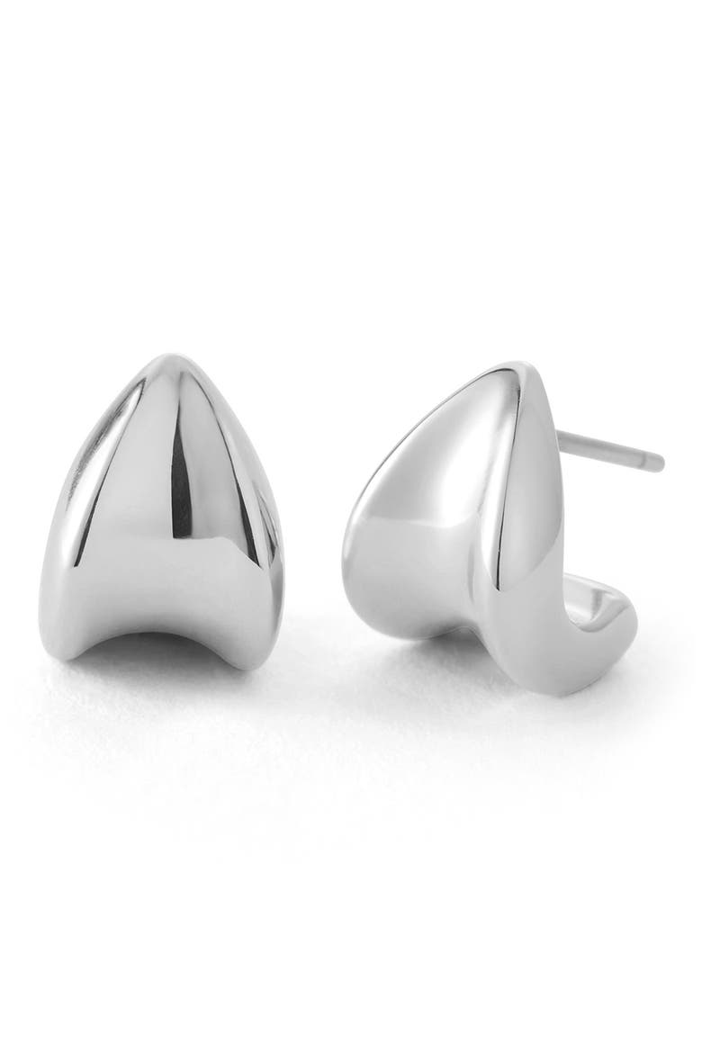 Mini Paige Puff Earrings, Main, color, HIGH POLISH SILVER