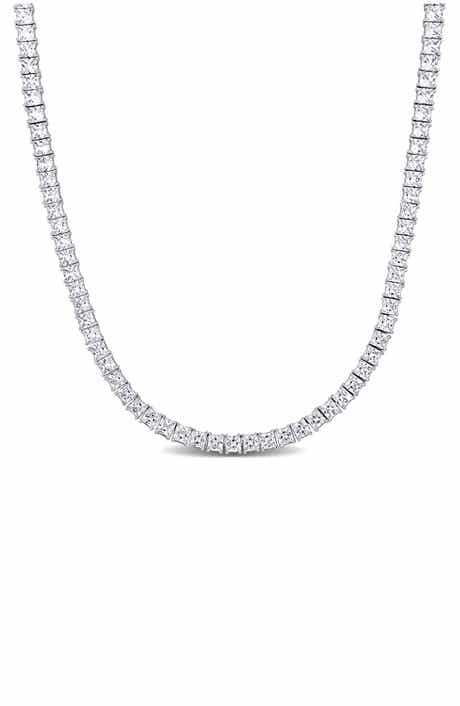 DELMAR Men's Sterling Silver Lab Created Sapphire Necklace