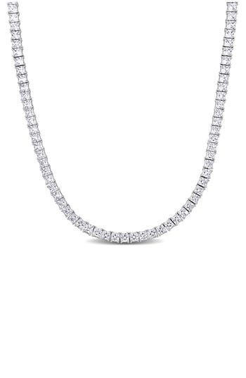 Delmar Sterling Silver Lab Created Sapphire Necklace In White