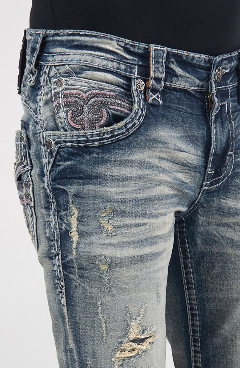 Rock Revival Alternative Rip & Repair Straight Leg Stretch Jeans, Alternate, color, 