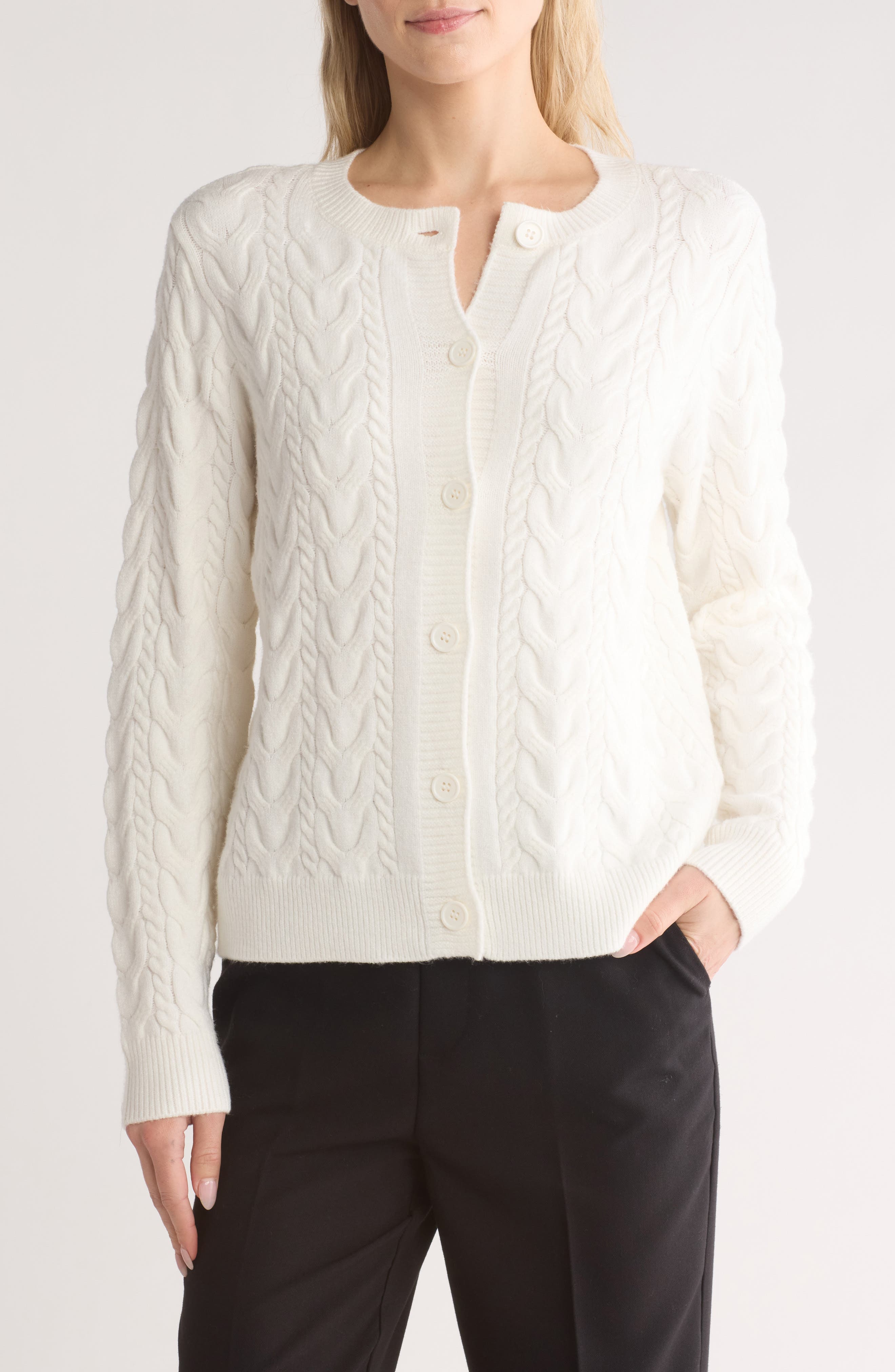 CYRUS Button Front Cable Knit Cardigan | Nordstromrack