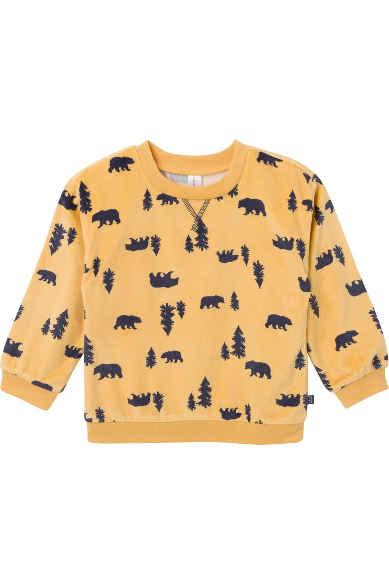 Fleece Pajama Top & Pant Set, Alternate, color, Yellow Forest