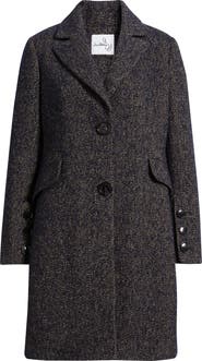 Sam Edelman Reefer Single Breasted Wool Blend Twill Jacket