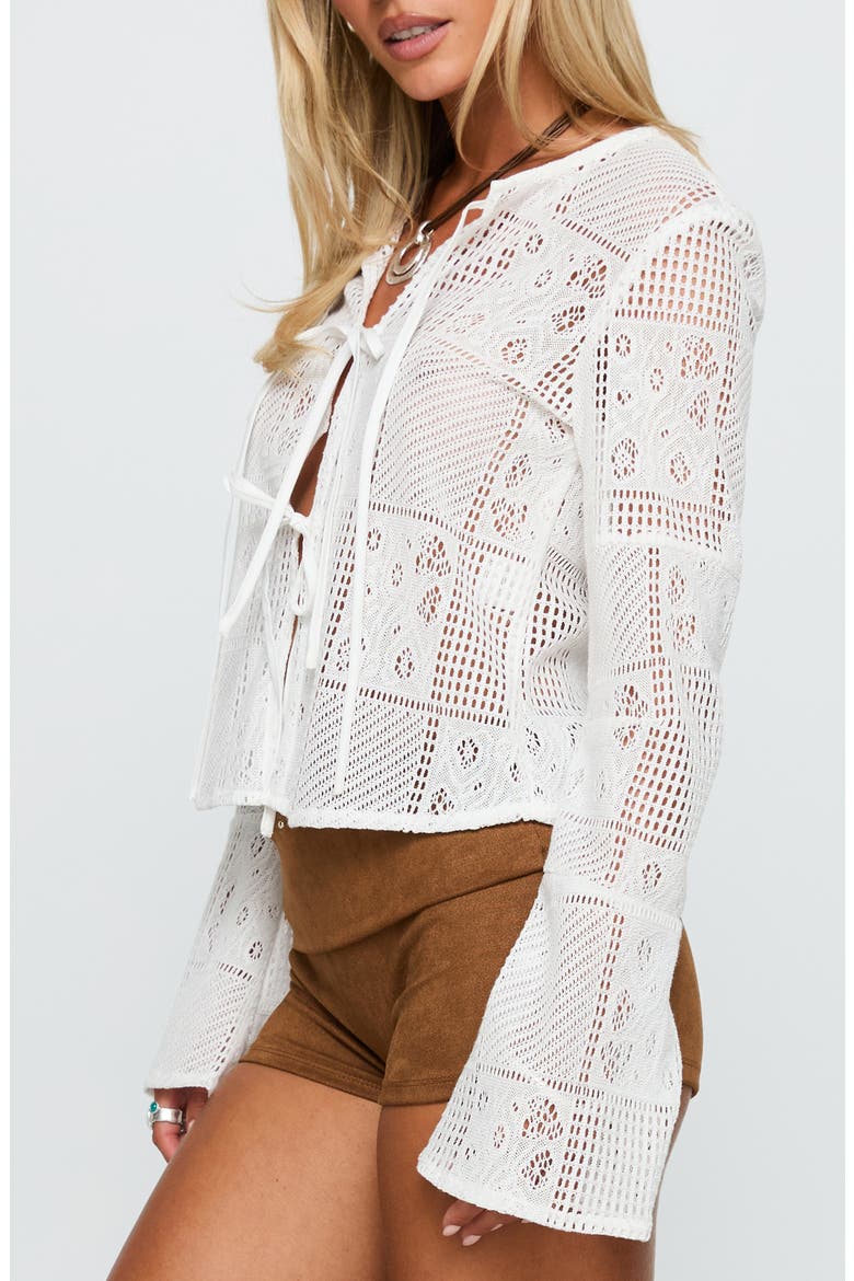 Mine for Life Tie Front Top, Alternate, color, WHITE
