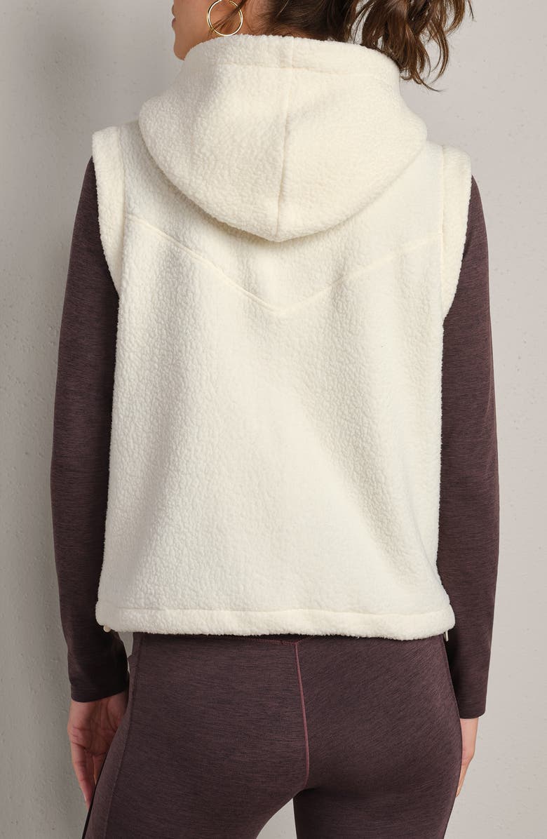 Rhone Aloft Fleece Hooded Vest, Alternate, color, Ivory