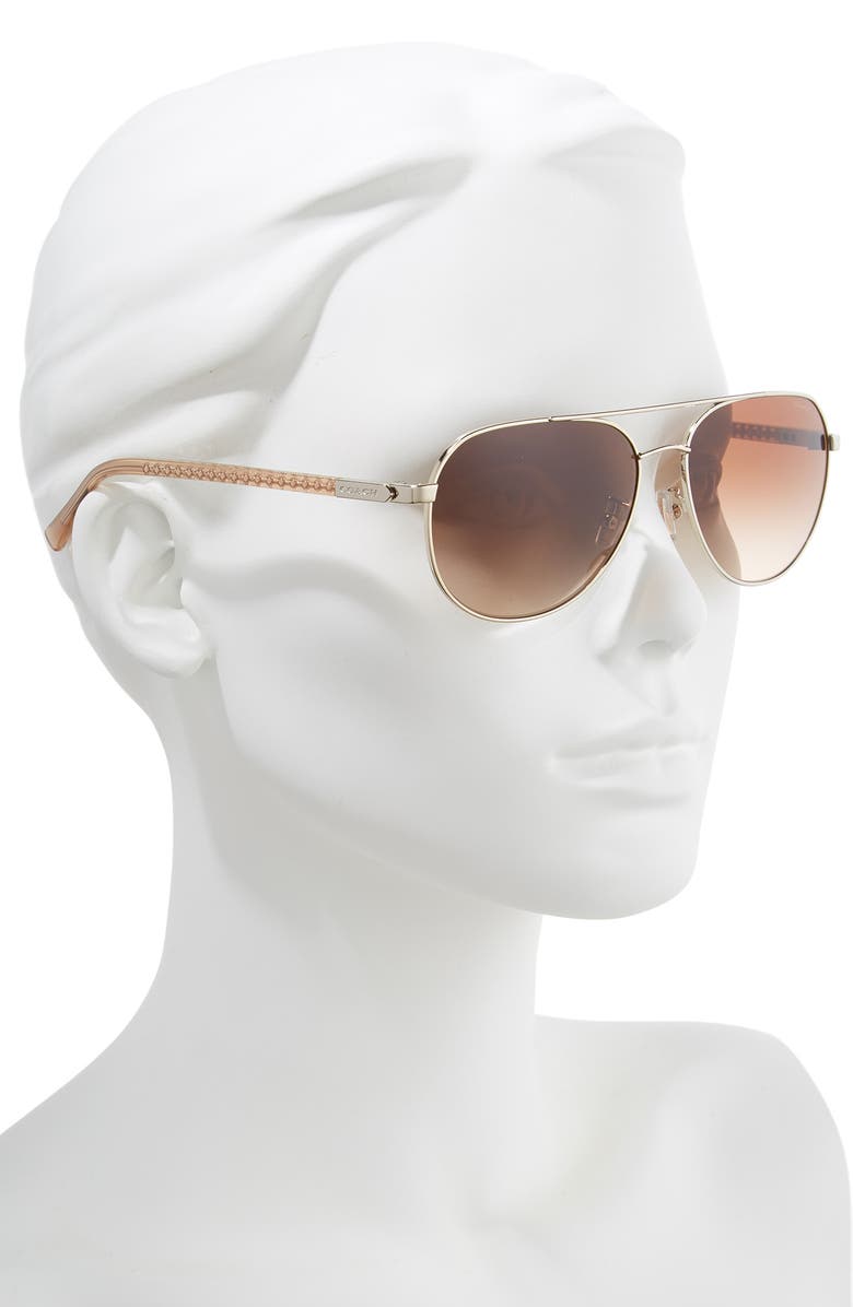 COACH 58mm Aviator Sunglasses, Alternate, color,