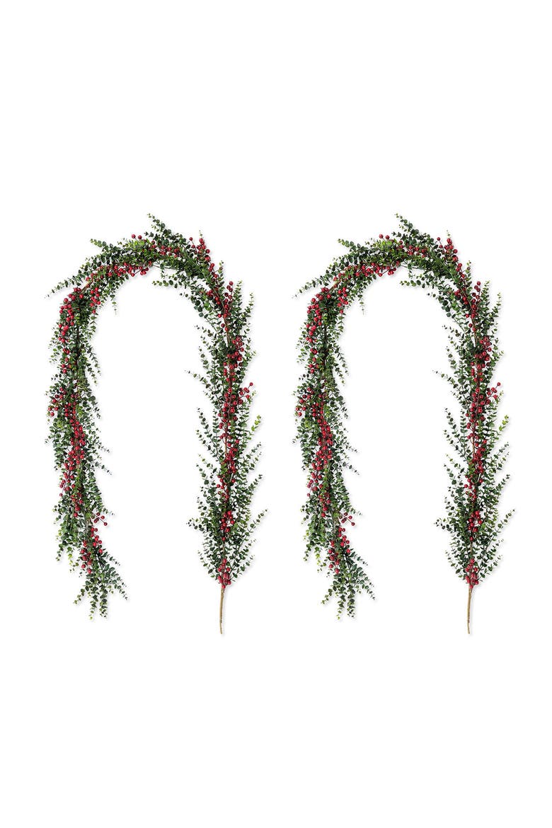 Set of 2 Christmas Dripping Eucalyptus Garland, Main, color, Green