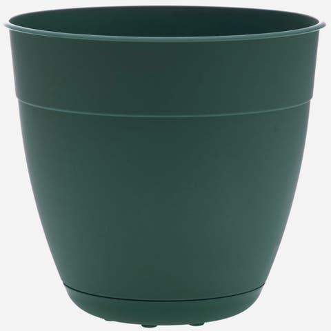 16 Inch Dayton Planter With Saucer, Turtle Green