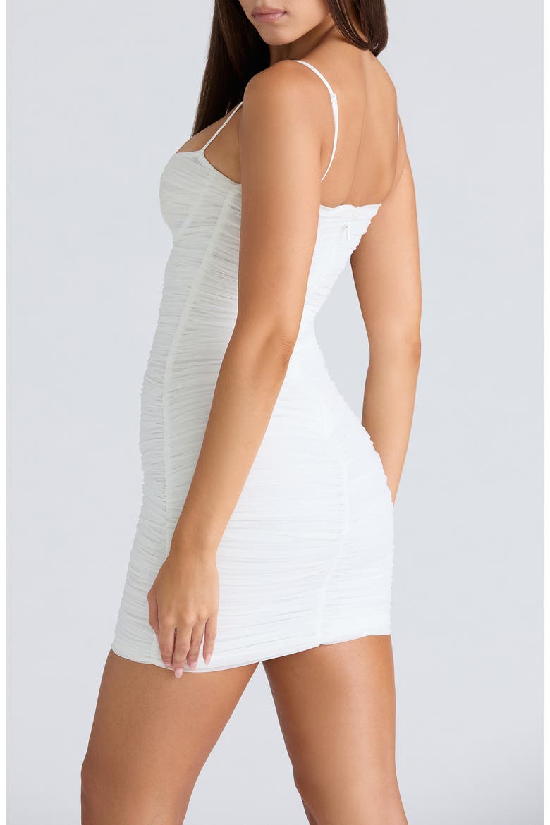 Ella Ruched Sleeveless Minidress, Alternate, color, WHITE