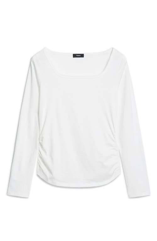 Theory Square Neck Long-sleeve Tee In Organic Cotton In White