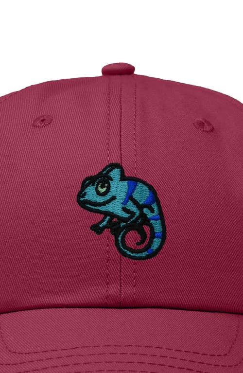Dalix Chameleon Embroidered Dad Hat In Maroon