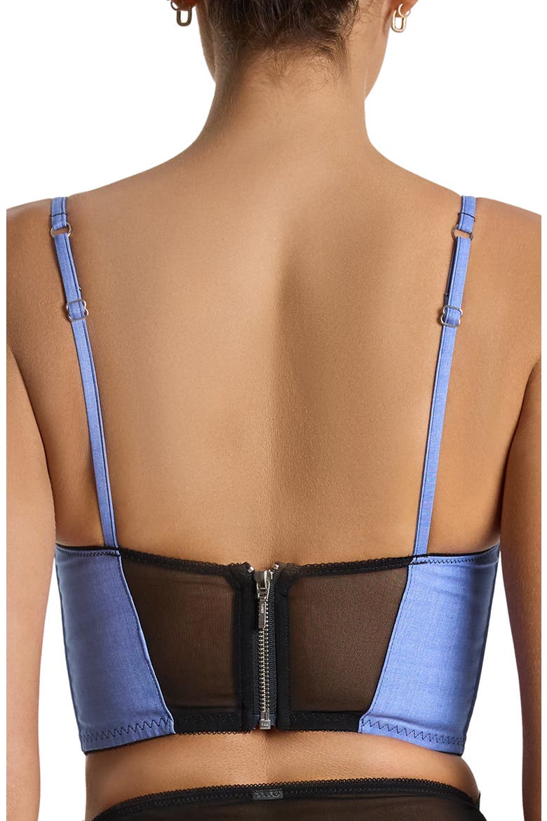 x Lexi Wood Katrina Lace Trim Longline Underwire Bra, Alternate, color, DENIM