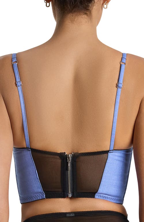 Hanky Panky Latrina Lace Trim Longline Underwire Bra In Blue