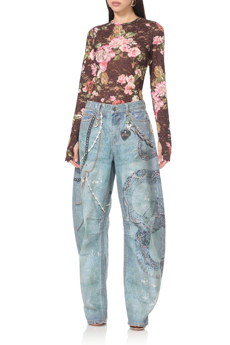Kaylee Floral Lace Long Sleeve Top, Alternate, color, CHOCOLATE ROSE