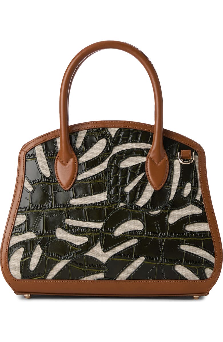 Brahmin Rosetta Croc Embossed Leather & Linen Satchel, Alternate, color,