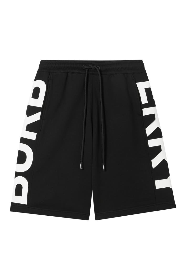Fawnley Logo Print Cotton Shorts, Alternate, color, BLACK