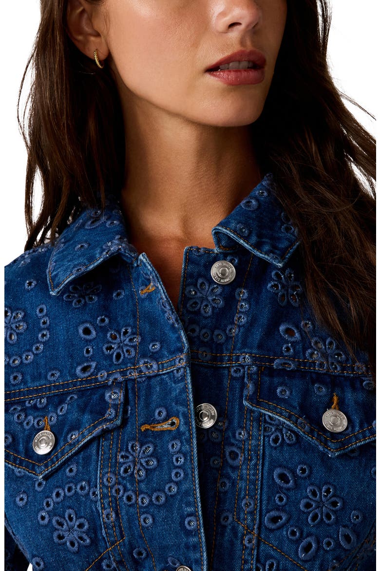 Serafina Crop Denim Eyelet Jacket, Alternate, color, BLUE DEPTHS