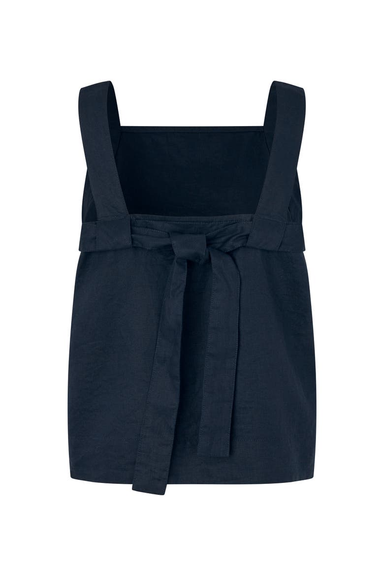 Madisa Linen Square Neck Top, Alternate, color, Navy
