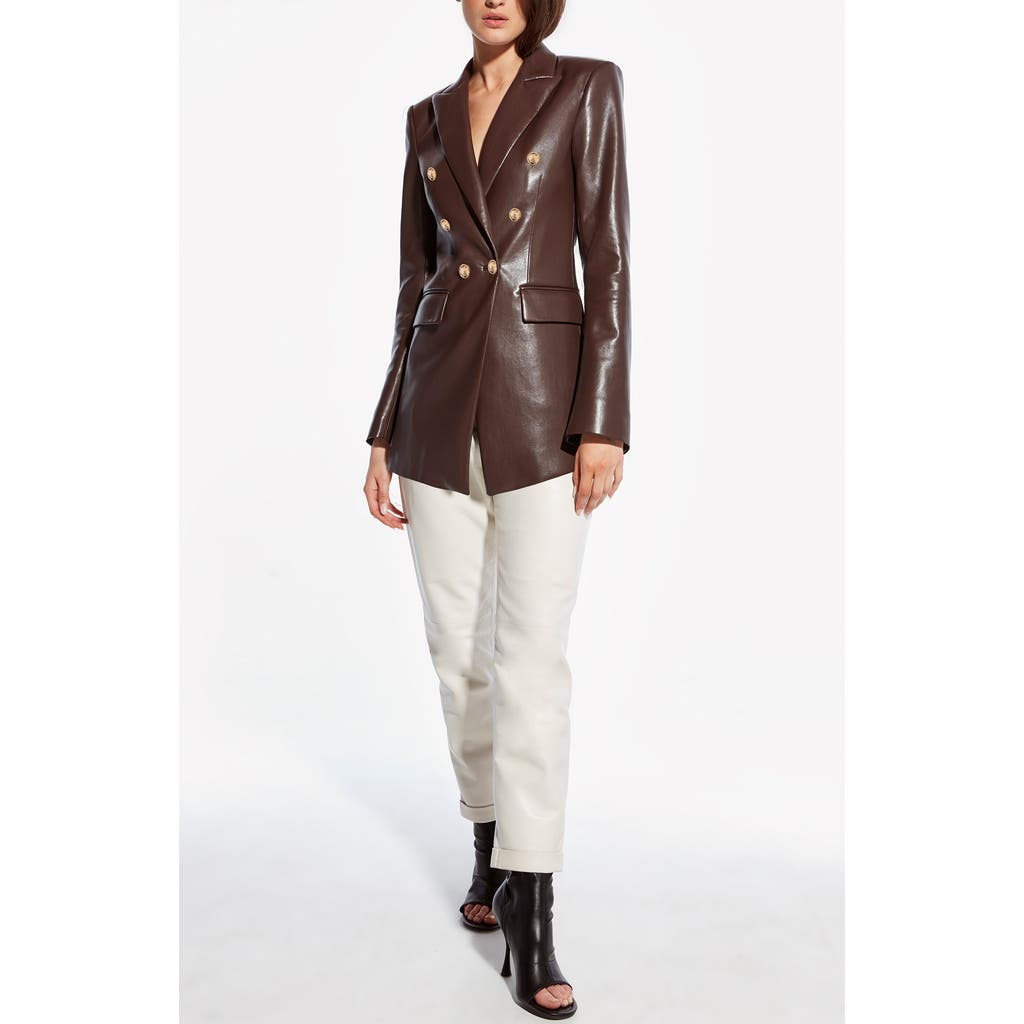 As By Df Beck Recycled Leather Double-breasted Blazer In Mahogany