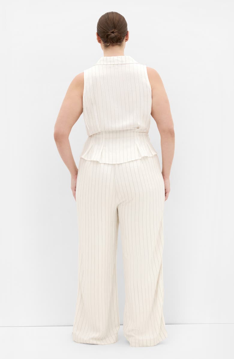 City Chic Eva Stripe Wide Leg Pants, Alternate, color, Ivory/ Black