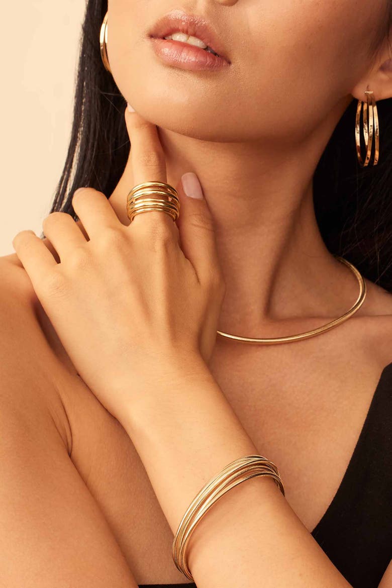 14K Yellow Gold Mesh Glamour Power Stack Bracelet, Alternate, color, Yellow Gold