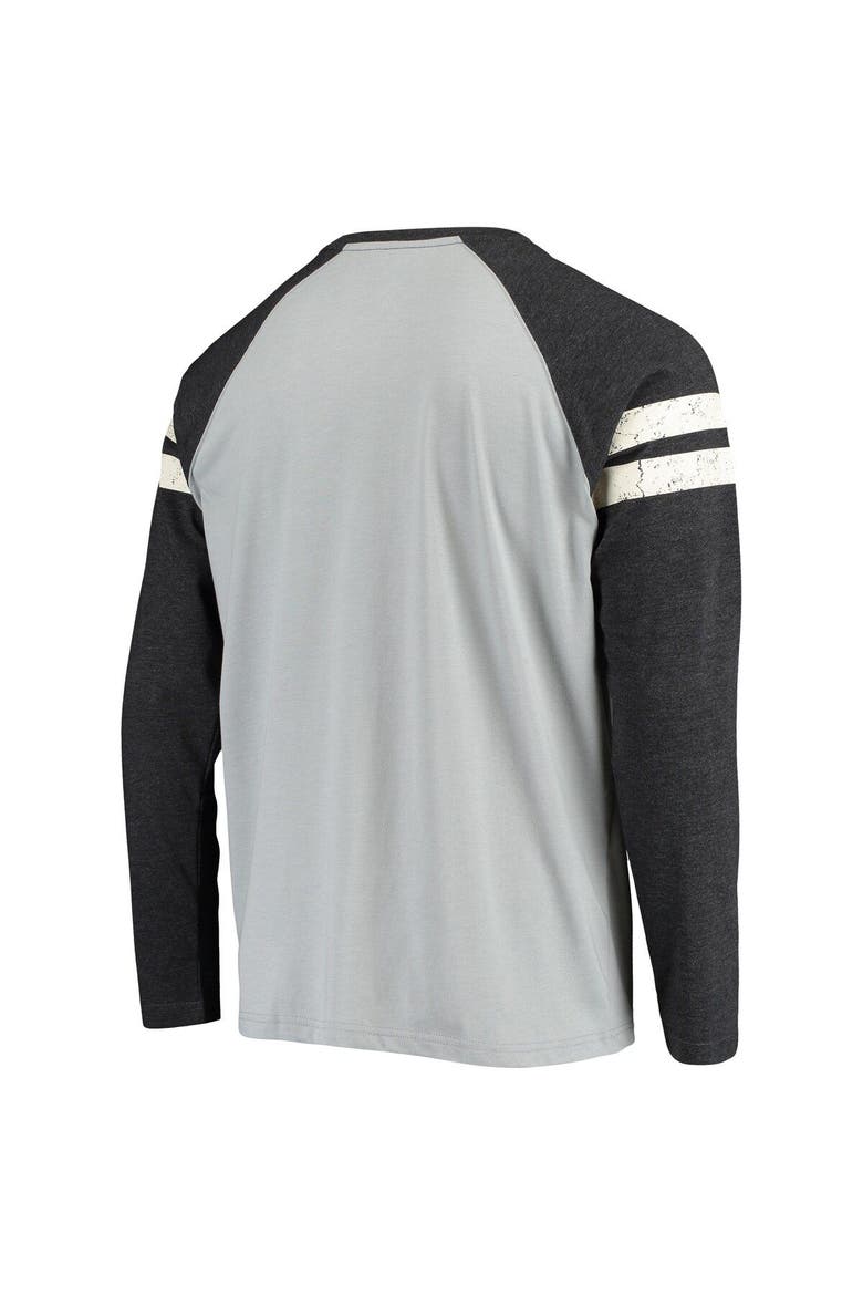 Men's Starter Silver/Black Las Vegas Raiders Throwback League Raglan Long Sleeve Tri-Blend T-Shirt, Alternate, color, Silver