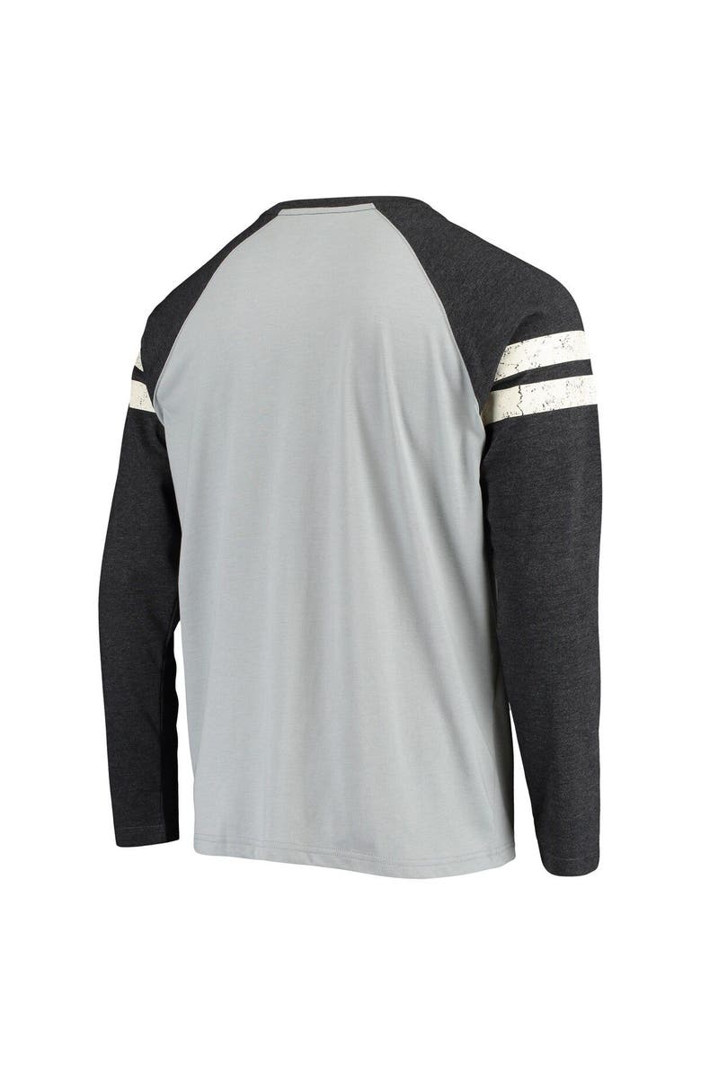 STARTER Men's Starter Silver/Black Las Vegas Raiders Throwback League Raglan Long Sleeve Tri-Blend T-Shirt, Alternate, color, Silver