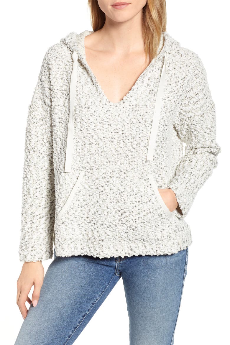 Tweed Knit Hoodie, Main, color, ECRU/ BLACK AS HEADER