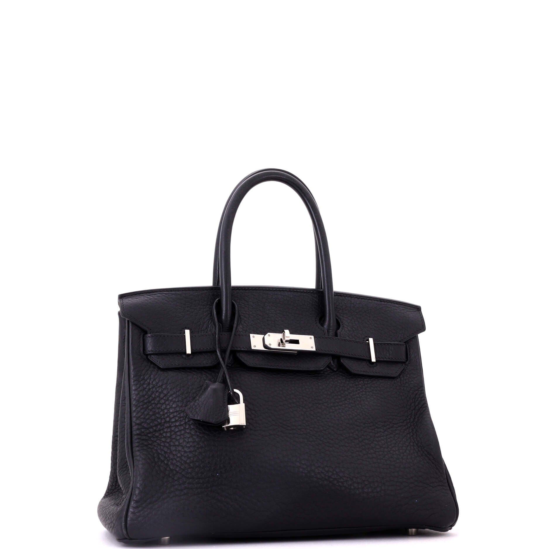 Pre-Owned Hermes Birkin Handbag Black Clemence with Palladium Hardware 30, Alternate, color, Noir