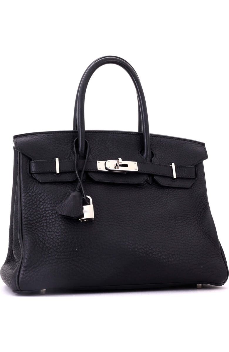 Pre-Owned Hermes Birkin Handbag Black Clemence with Palladium Hardware 30, Alternate, color, Noir