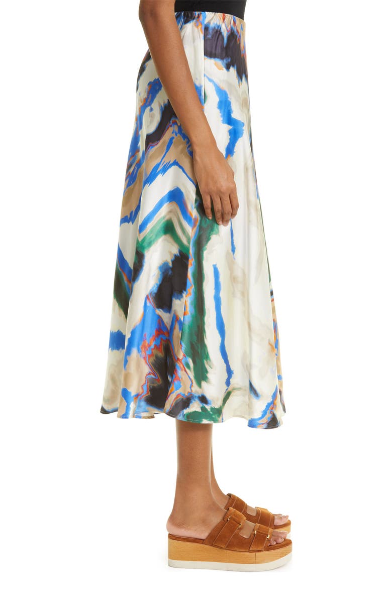 Jeloda Abstract Swirl Print Satin Skirt, Alternate, color, MIX