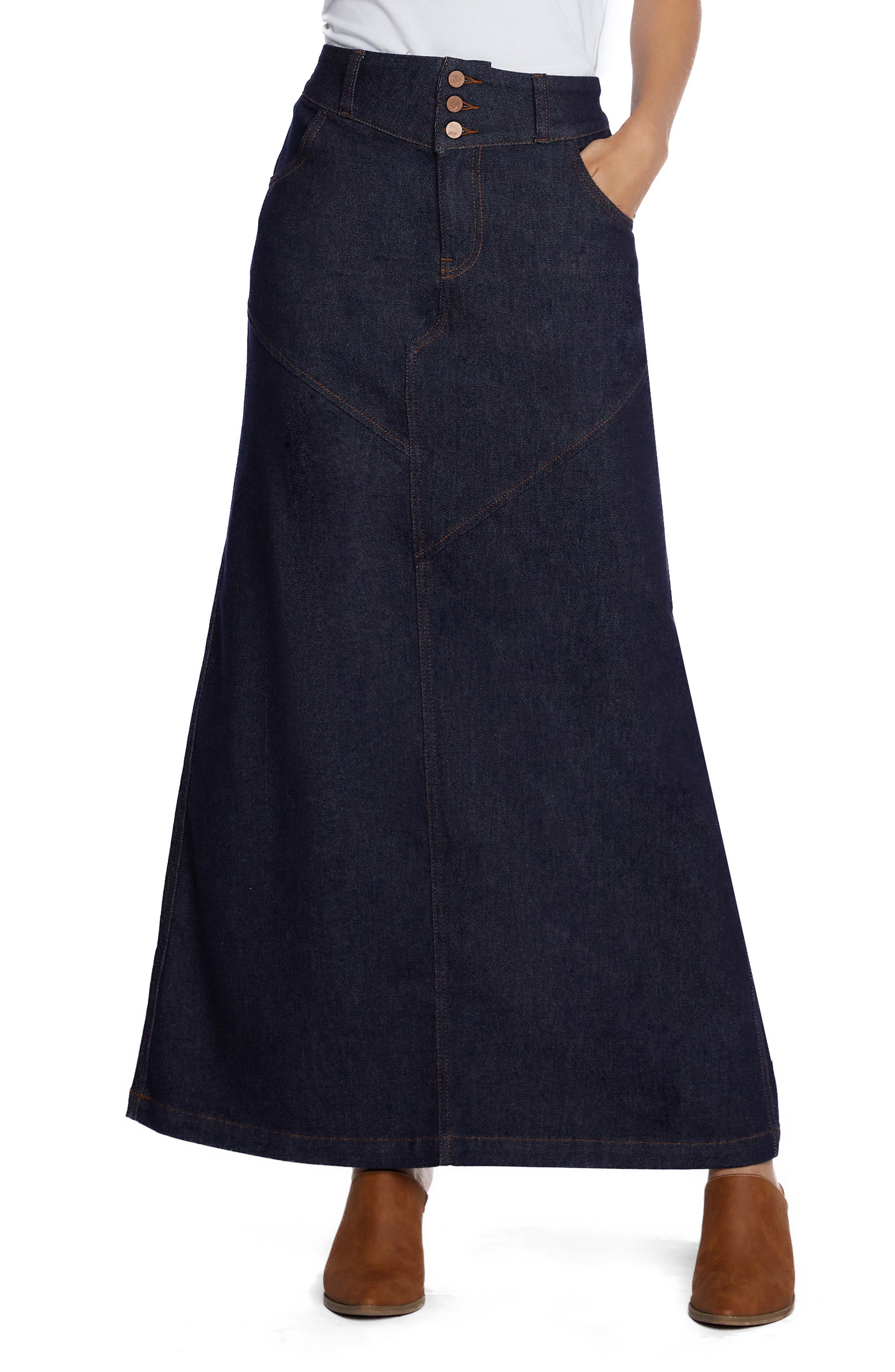 Pieced Denim Maxi Skirt - image 3