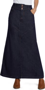 Wash Lab Denim Pieced Denim Maxi Skirt