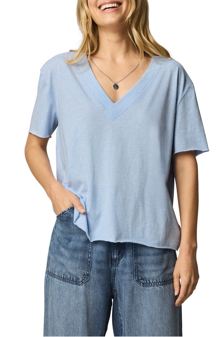 Kacey V-Neck T-Shirt, Main, color, SEA BREEZE HEATHER BLUE