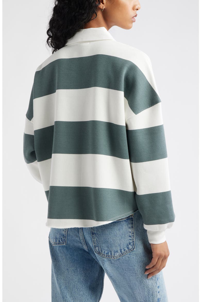 Stripe Cotton Blend Rugby Sweatshirt, Alternate, color, WHITE- GREEN ELLA RUGBY STRIPE