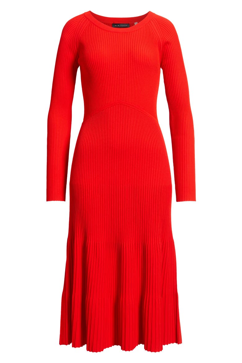 The Delaney Long Sleeve Rib Sweater Dress, Alternate, color, RED BLISS