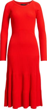 Elie Tahari The Delaney Long Sleeve Rib Sweater Dress