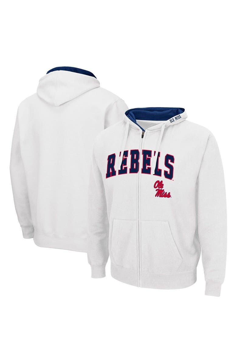 COLOSSEUM Men's Colosseum White Ole Miss Rebels Arch & Logo 3.0 Full-Zip Hoodie, Main, color, White