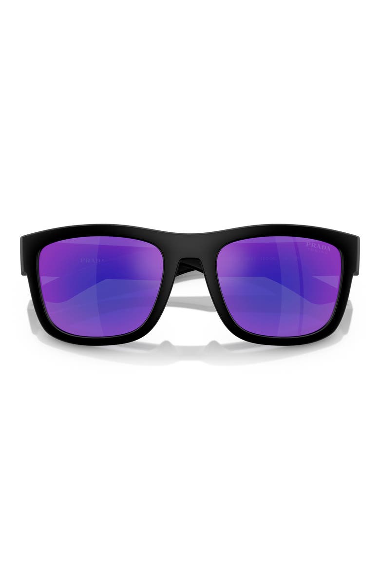 53mm Mirrored Pillow Sunglasses, Alternate, color, MATTE BLACK