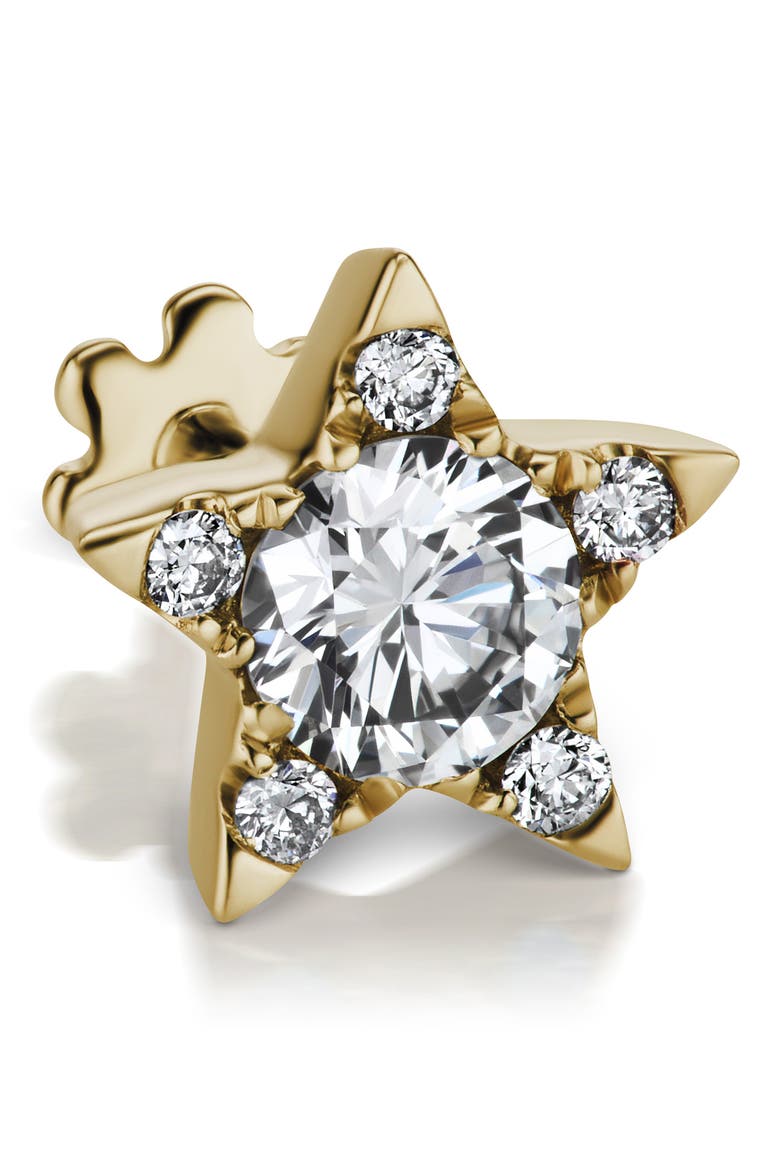 Diamond Star Threaded Stud Earring, Alternate, color, YELLOW GOLD