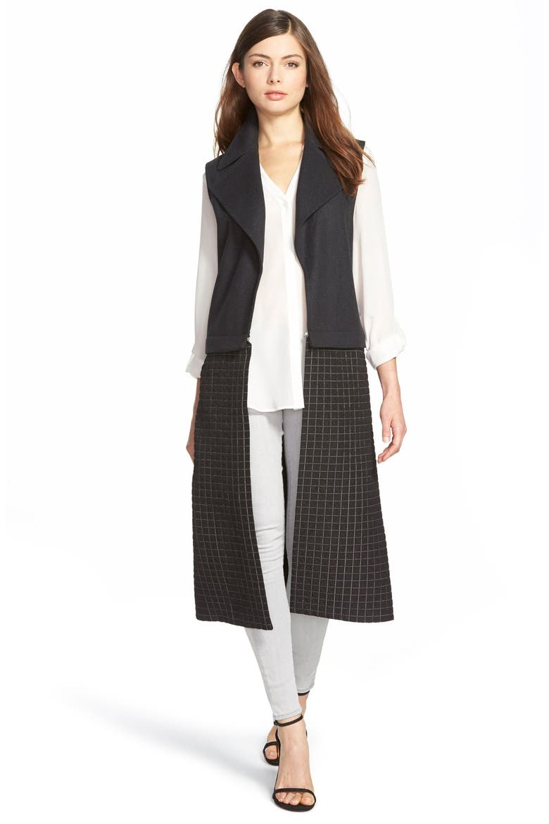 Mix Texture Longline Vest, Main, color, GREY DARK CHARCOAL HEATHER