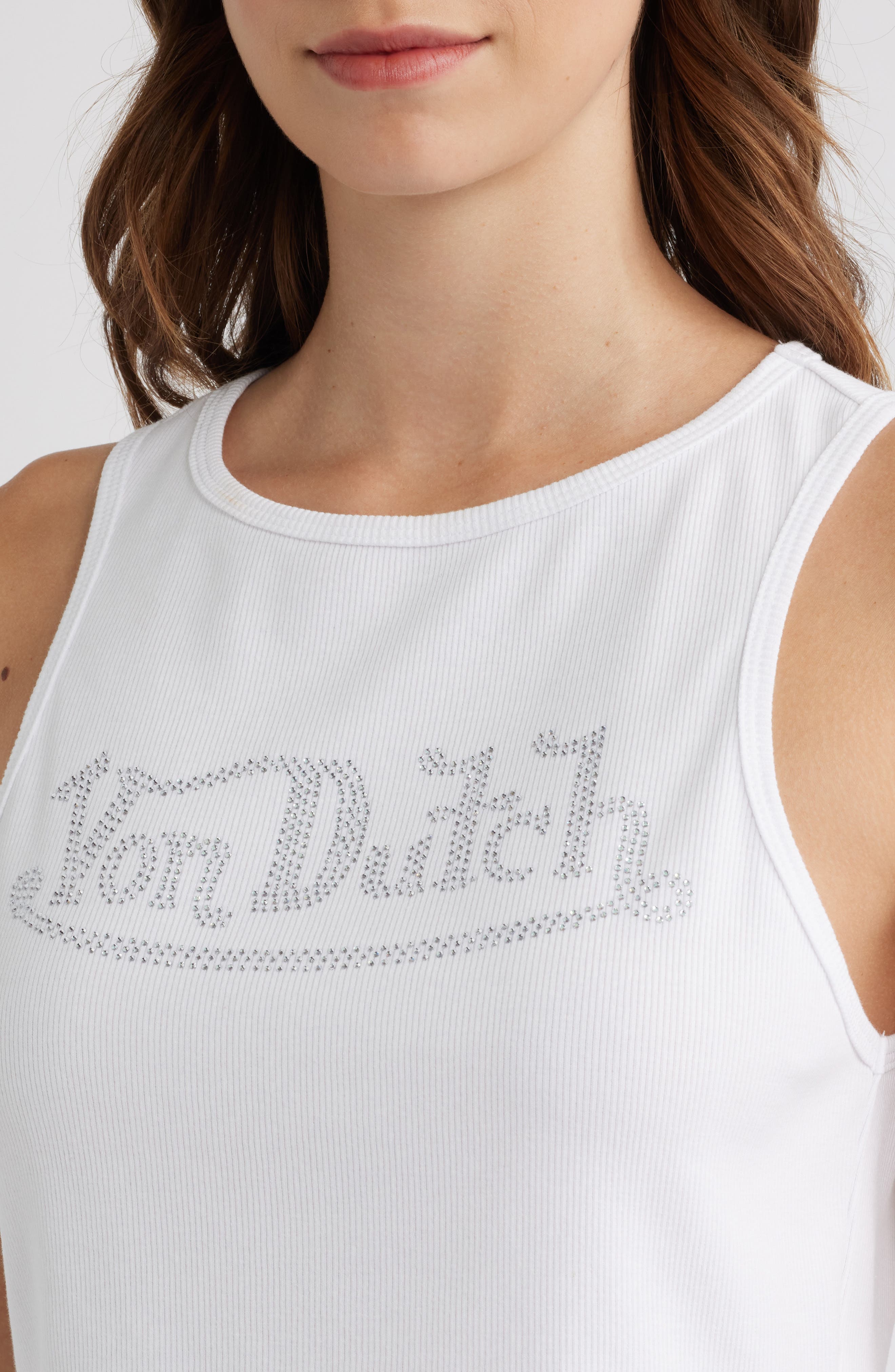 Von Dutch Rhinestone Logo Rib Jersey Tank (Women) | Nordstrom