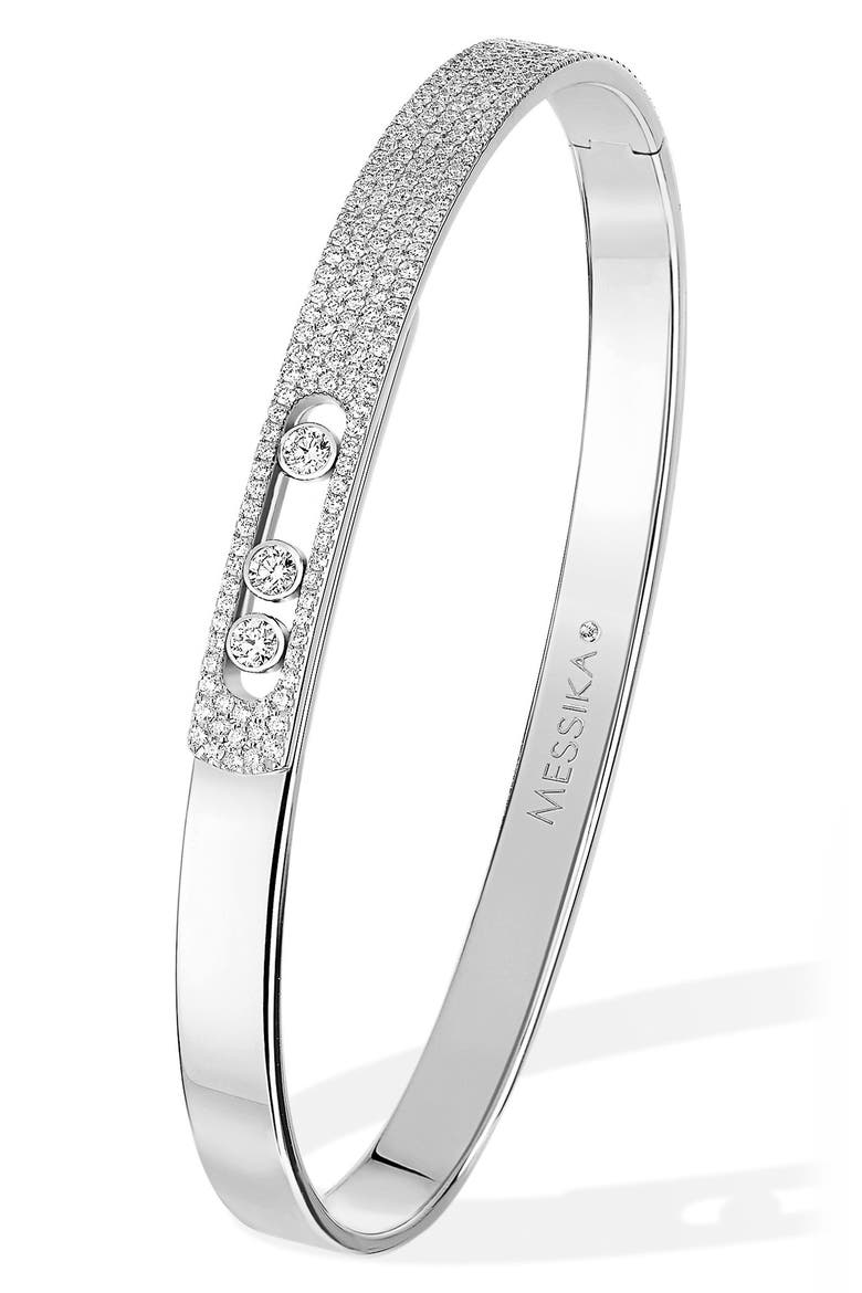 Move Noa Pavé Diamond Bangle, Main, color, WHITE GOLD
