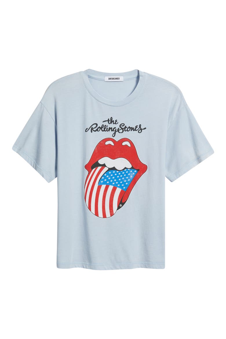 Rolling Stones Hot Lips Flag Graphic T-Shirt, Alternate, color, SKY WAY BLUE
