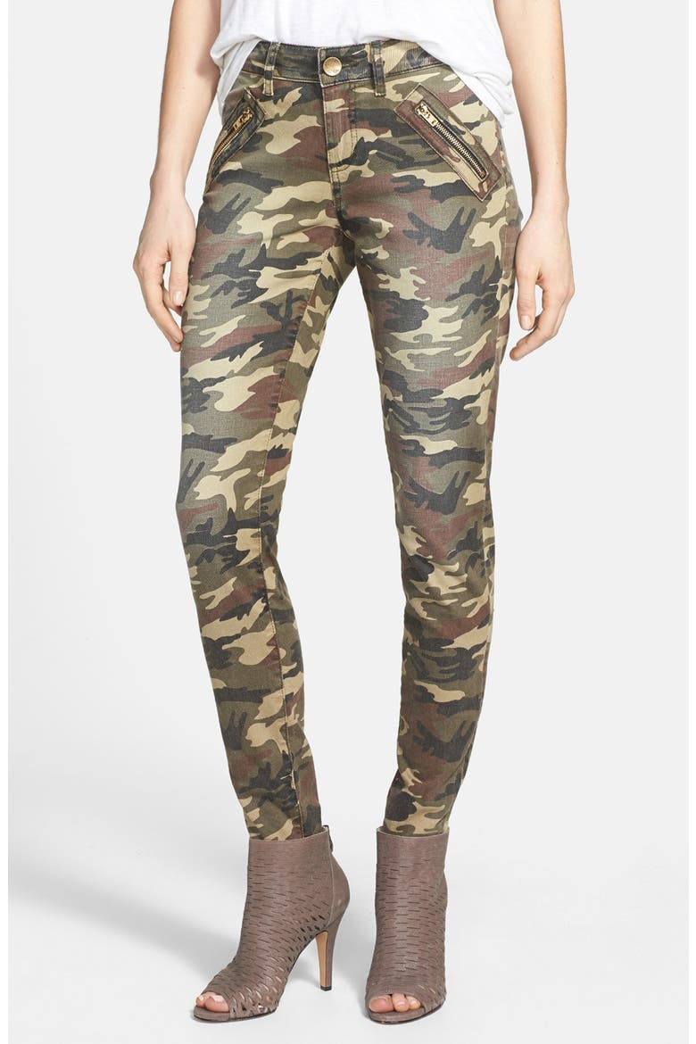 'Mia' Camo Skinny Jeans, Main, color, OLIVE