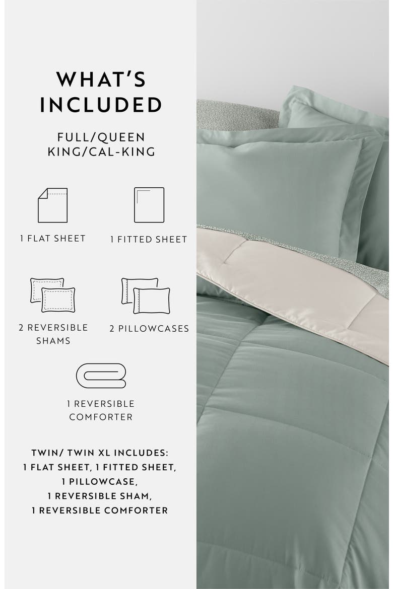 7-Piece Assorted Reversible Comforter Set, Alternate, color, EUCALYPTUS