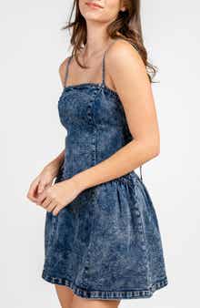 Seamed Detail Denim A-Line Dress