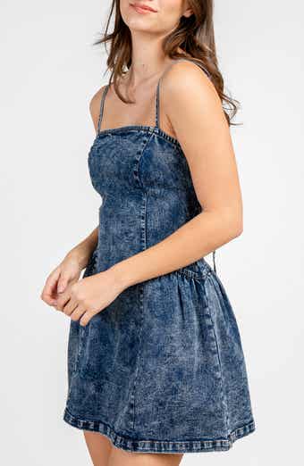 Seamed Detail Denim A-Line Dress