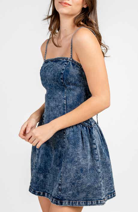 Seamed Detail Denim A-Line Dress